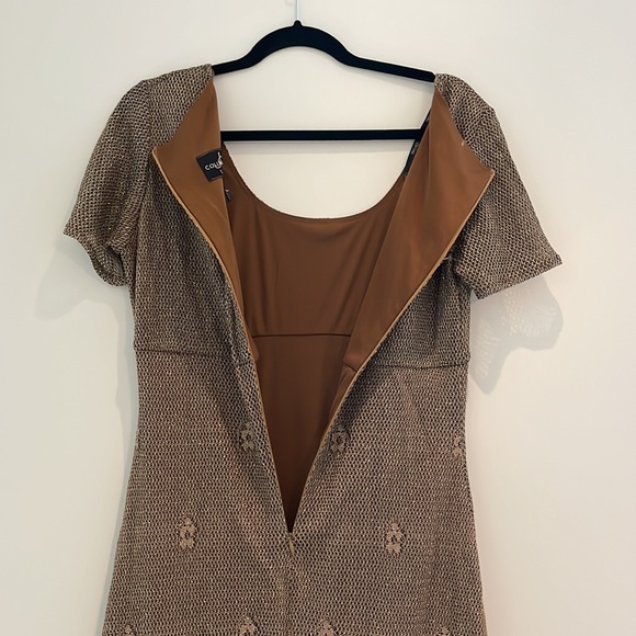 Beautiful Metallic Brown Knitted fully lined gown with scalloped edges. - Picture 8 of 12